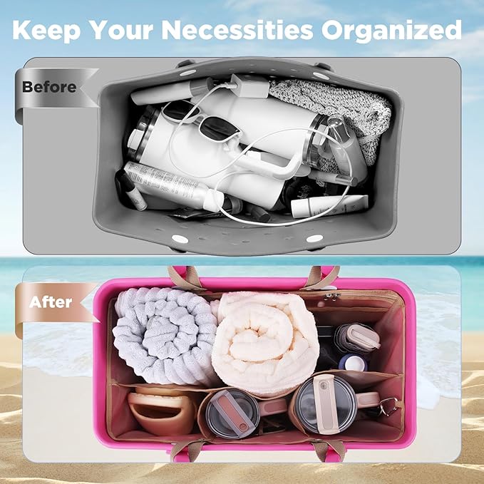 OUTXE Beach Bag Organizer Compatible with X Large Bogg Bag Accessories Inserts, Lightweight Mesh Insert Divider Pouch for Original XL Bogg Bags, Beach Tote Bags Insert for Organizing
