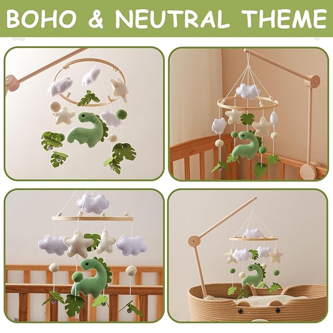Baby Mobile for Crib – Handmade Hanging Felt Nursery Mobile – Fits Most Crib Arms – Gender-Neutral Boho Nursery Decor & Baby Gift
