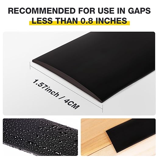 Bnell Floor Transition Strip Floor Cover Strips Self Adhesive Flooring Transitions Laminate Floor Strip Vinyl Floor Flat Divider Strip for for Joining Floor Gaps (10FT,1.57inch, Black)