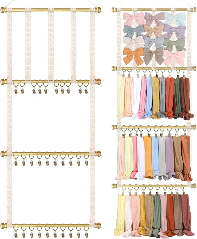 POVETIRE Headband Holder Hair Bows Organizer for Girls, Baby Headbands Hair Accessories Organizer Storage Wall Hanging Decor for Toddler Girls Room