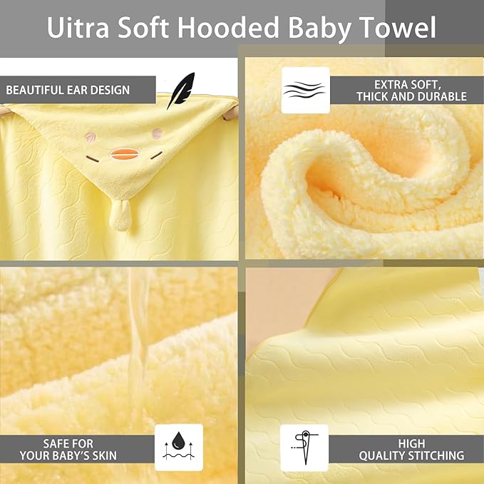 Baby Hooded Towels,31 x 31 in Infant Super Soft Baby Bath Towels with Hood for Toddlers1-3,Highly Absorbent Viscose Hooded Towel for Boys, Girls, Newborn Essentials