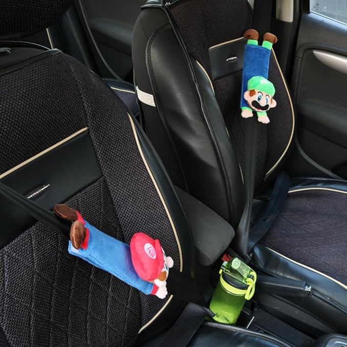 HODRME Car Seat Belt Covers for Kids-Cute Plush Safty Belt Protector Cushions Shoulder Pads, School Bag Strap Covers, Baby Carriage Strap Covers, 2 Pieces