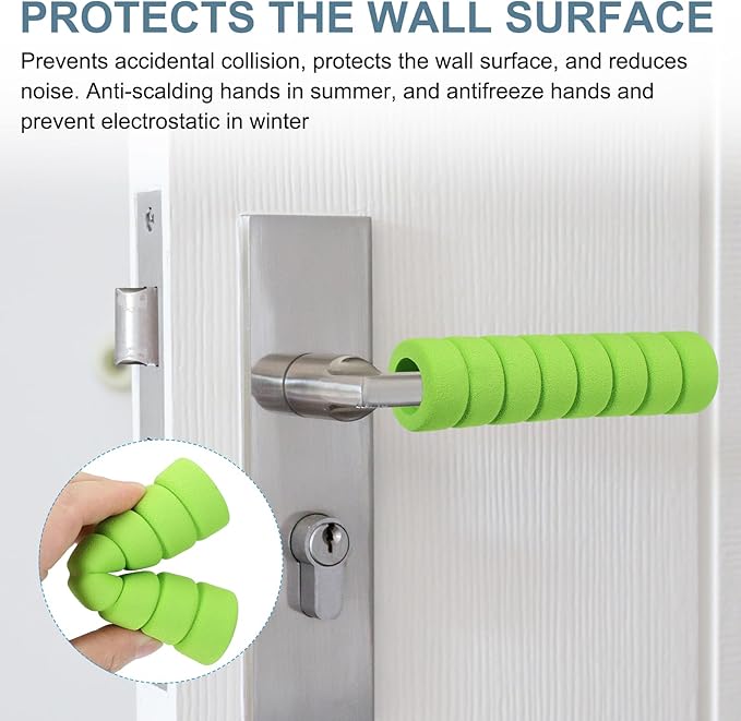 PATIKIL EVA Foam Door Handle Cover, 6 Pcs Anti-Collision Door Knob Spiral Covers Door Handles Protective Safety Cover Guard Sleeve for Bedrooms Bathrooms Offices Furniture, Green