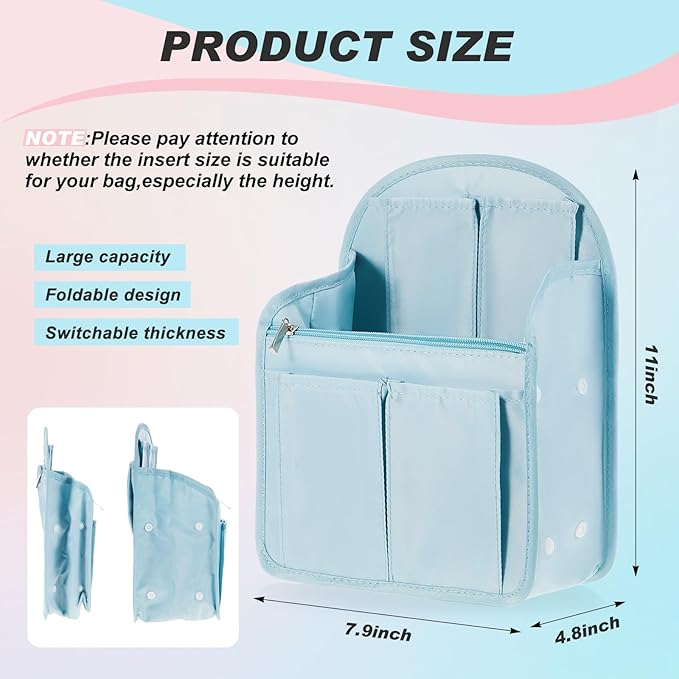Dansydaisy Mini Backpack Organizer Insert Waterproof Purse Insert Nylon Bag Organizer with Many Pockets for Men and Women, Fits Small Backpacks