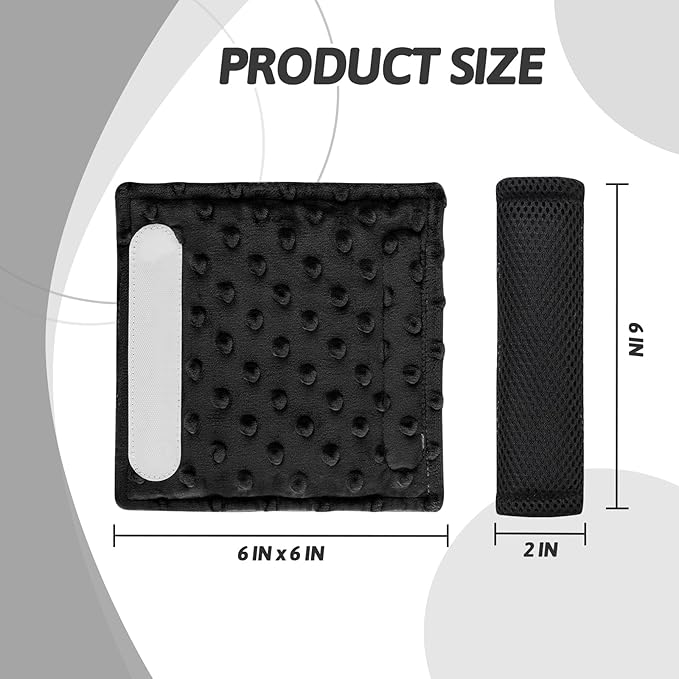 WINGHENLEE Baby Car Seat Strap Pads, Toddler Car Seat Strap Shoulder Covers for Baby Kids, Double-Sided Car Seat Belt Covers for Stroller/Pushchair/Baby Swing, Soft Flannel & Mesh, Black