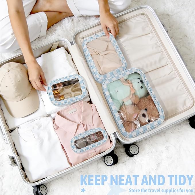5PCS Diaper Bag Organizer Pouch Set, TSA Approved Toiletry Bag，Clear Waterproof TPU Makeup Bag Set Travel Organizer Bags for Women and Kids