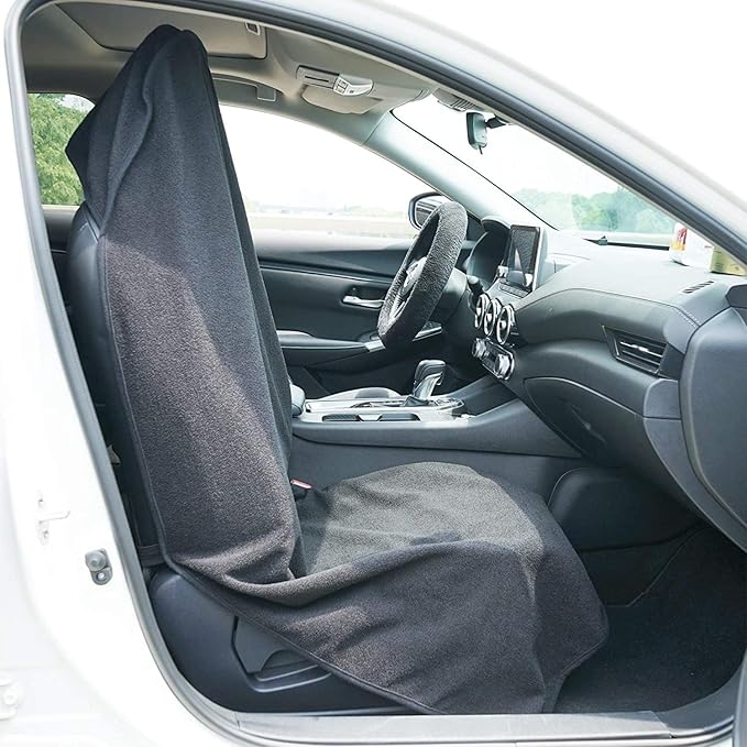LoyaGour Car Seat Cover Protector Front Seats,for Gym Workout,Running,Swimming,Beach and Hiking,Waterproof Sweat Towel Bucket Seat Covers for Cars SUV Trucks (Grey, 2Pcs)