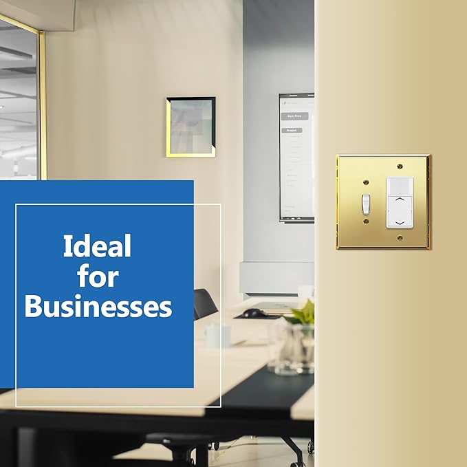 LIDER Reflective Acrylic Combination Wall Plate, Mirrored Double Switch Plate, Combo Toggle Switch and Decorator Outlet Cover, Acrylic Glass, Oversized 2-Gang 5.25" x 5.25", LWP-1131O-AGD, Gold