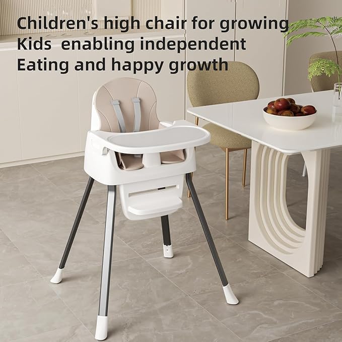 3-in-1 Baby Feeding High Chair with Tray 5 Point Harness Booster Seat Infant Ergonomic Sit Up High Chair Babies and Toddlers Safety Seats Convertible Comfortable Toddler Chair Pink