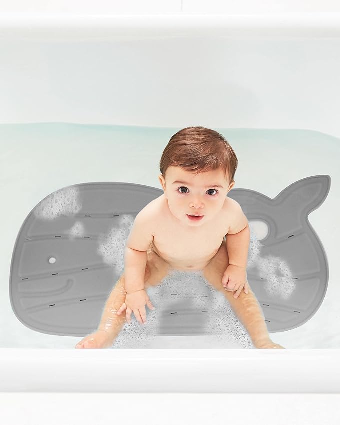 Skip Hop Non-Slip Baby Bath Mat, Moby, Grey & Baby Bath Spout Cover, Universal Fit, Moby, Grey