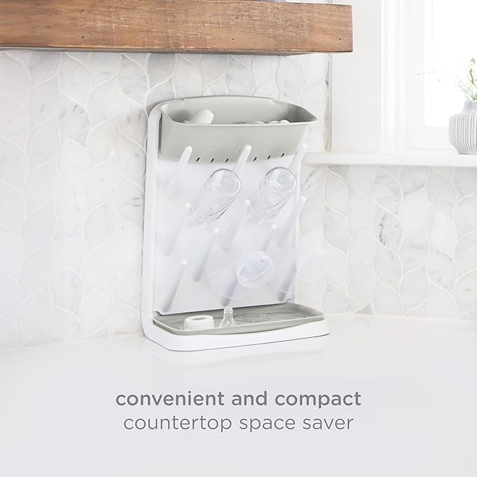 Ubbi Vertical Baby Bottle Drying Rack, Space Saving Countertop Drying Rack Baby Organizer, Oat