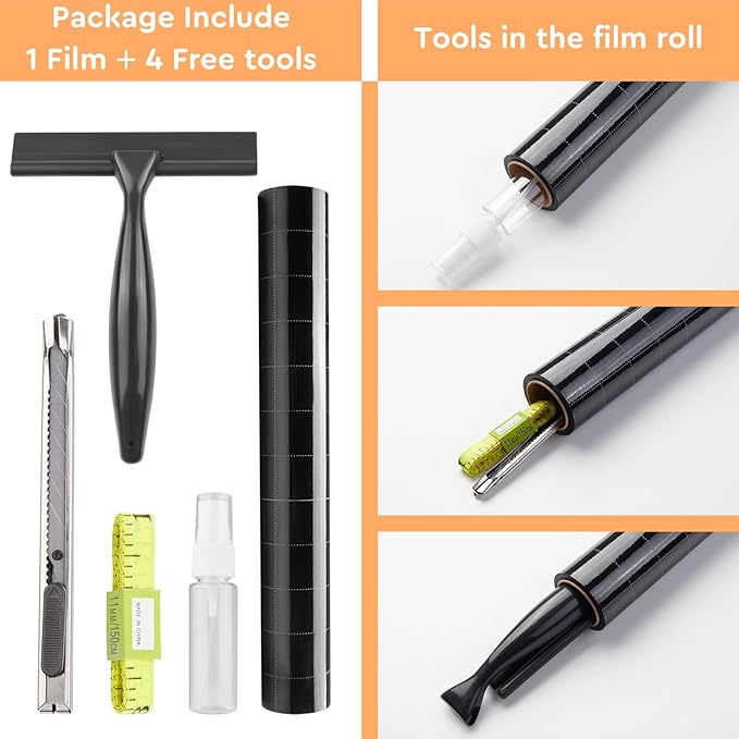 Kromapolis Blackout Window Privacy Film Total Light Blocking Room Darkening Window Covering, Removable Static Cling Frosted Glass Tint, Non-Adhesive, Black 23.6'' x 78.7''