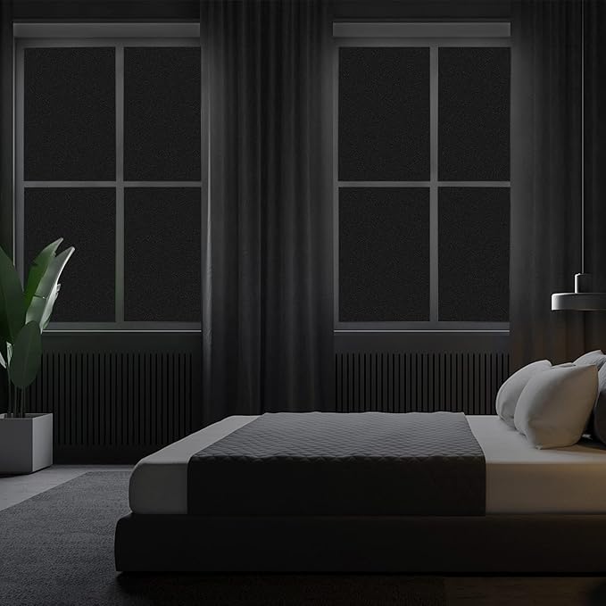 Shackcom Total Blackout Window Film: 100% Light Sun Blocking with Heat Resistant White Side - Room Darkening, Static Cling Film for Privacy & Day Sleep - No Residue, Anti UV Removable(17.5 X 78.7inch)