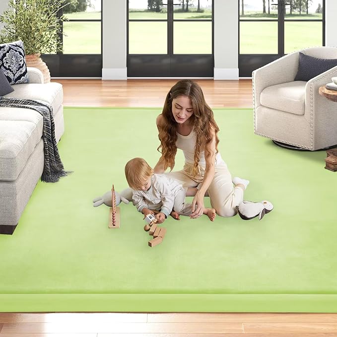 Baby Play Mat for Floor Nursery Muscle Area Rug Playroom Rug 47"x47" Memory Foam 1.3" Thick Crawling Mat for Babies,Toddlers, Infants,Kids(Light Green)