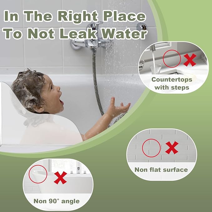 TheBlackSpot Shower Splash Guard for Bathtub, Bathroom Shower Corner Water Guards to Keep Water in for Bath Tub, Waterproof Self-Adhesive Upgrade 9.25 x 11.25 inches - 2 Pack