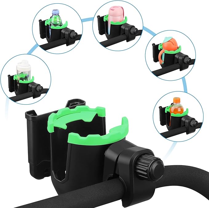 Accmor Stroller Cup Holder with Phone Holder, Universal Cup Holder, 2-in-1 Cup Phone Holder for Stroller, Bike, Walker, Wheelchair