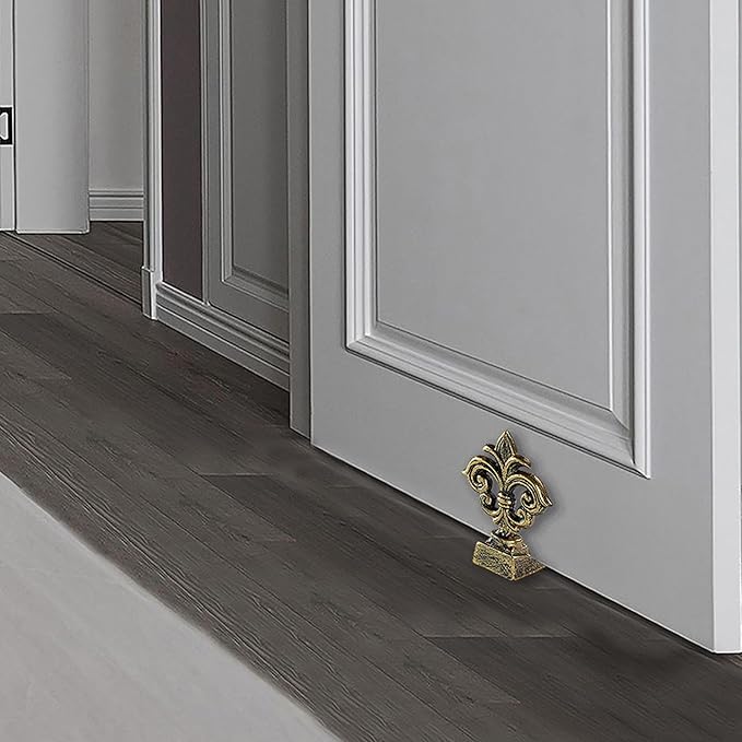 Door Stoppers for Bottom of Door Cast Iron Decorative Door Stop Wedge Doorstops (Antique Gold)