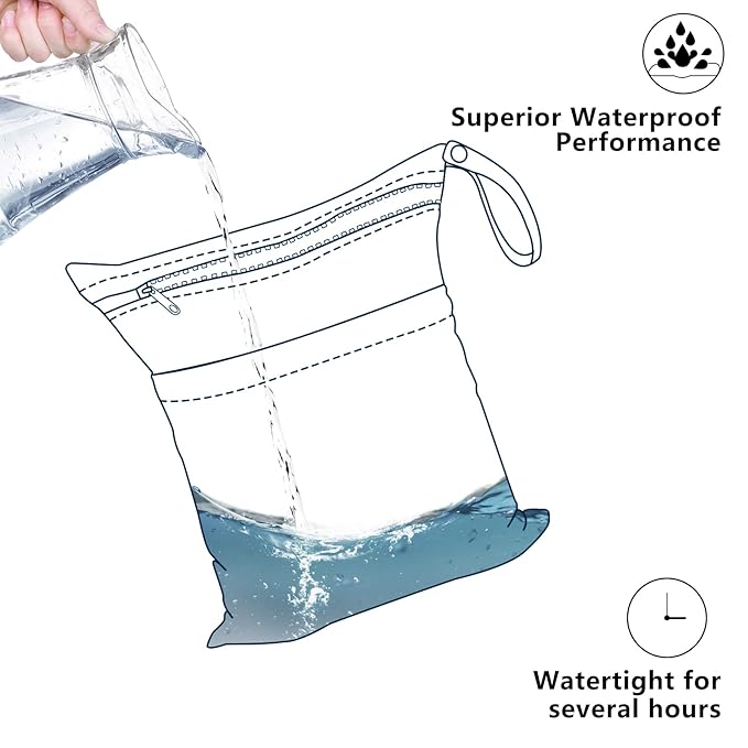 ALVABABY 2pcs Waterproof Wet Dry Bags,Reusable with Two Zippered Pockets,Baby Cloth Diaper,Travel,Beach,Pool,Daycare,Soiled Baby Items,Yoga Gym Bag,Swimsuits or Wet Clothes LW1920