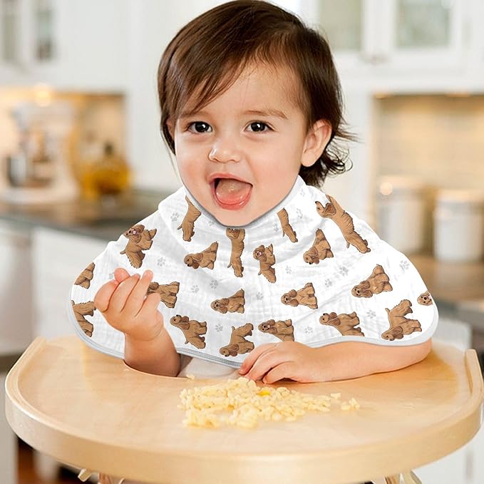 Qinllo 2 Pack Muslin Burp Cloths American Cocker Dogs White Cotton Baby Burp Cloths Ultra Absorbent and Soft Burping Cloth for Newborn Must Haves 22x11 Inch