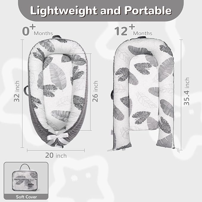 EAQ Baby Lounger, Infant Lounger for Newborn,Portable Baby Nest Cover Breathable & Soft, Newborn Essentials