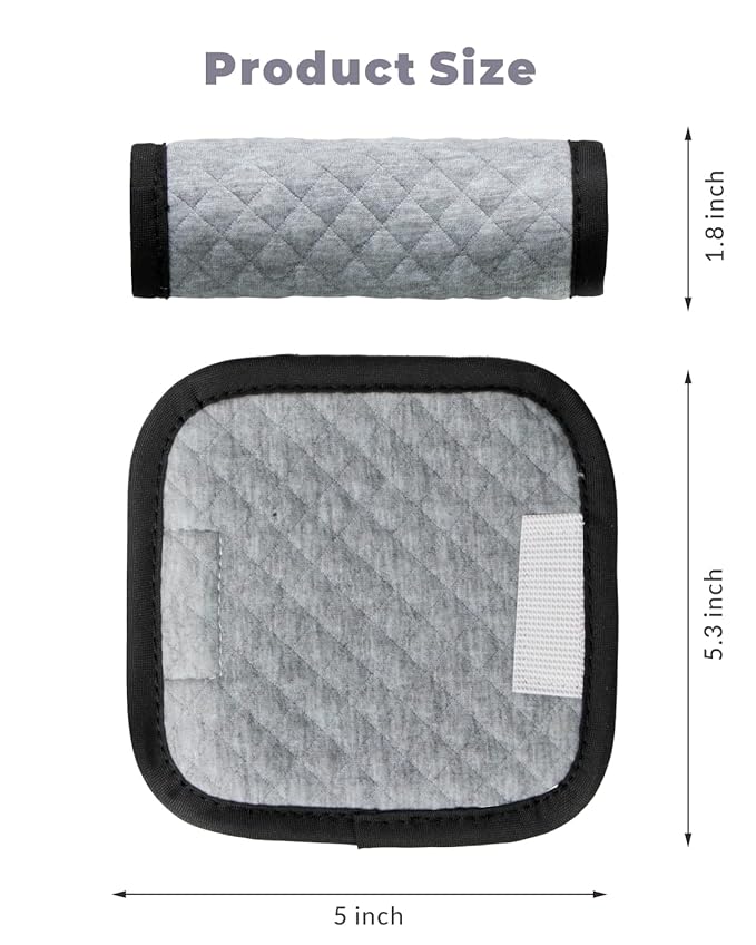 Car Seat Belt Pads 2 Pack for Baby Kids, Soft Reversible Car Seat Shoulder Strap Cover Pads, Seat Neck Strap Covers for Stroller, Carrier, Pushchair - Gray