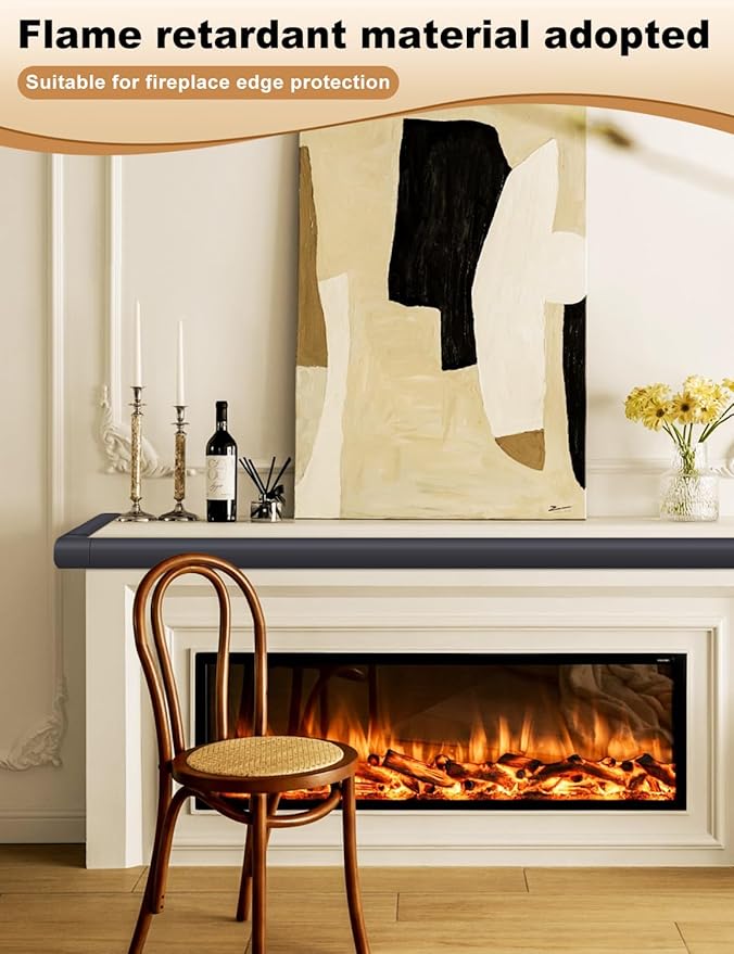 Arinbeb Foam Corner Protector for The Fireplace Hearths Edge and Corner Guard, with Retardant Materials Foam Safety Bumpers Baby Proofing (Black)