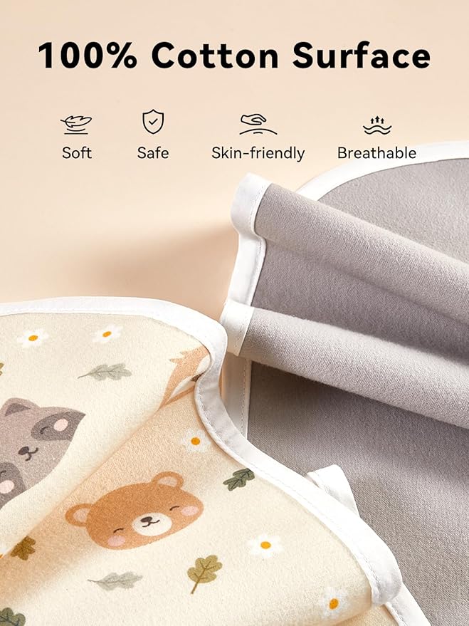 TILLYOU Waterproof Changing Pad Liners 6 Pack, 100% Cotton Reusable Cloth Diaper Liners, Pet