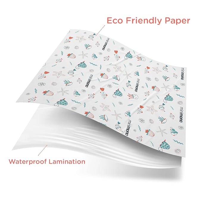 Baby Splat Mat for Under High Chair - 30 Pcs Disposable and Waterproof Splash Mats - 40"x47" Multipurpose Activity Mat for Picnic, Arts and Crafts - Baby Led Weaning Supplies (Sea Animals)