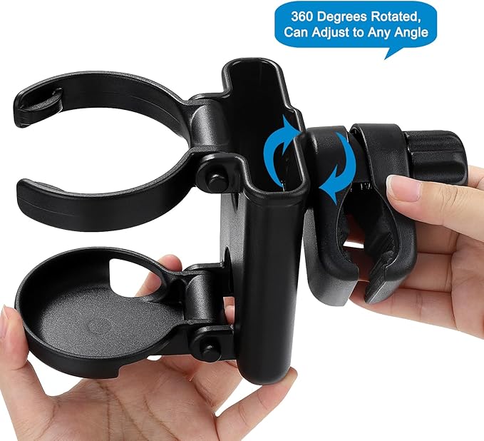 Accmor Stroller Cup Holder with Phone Holder, Foldable Universal Cup Holder, 360 ° Rotatable Bottle Holder for Stroller, Bike, Wheelchair, Walker, Scooter
