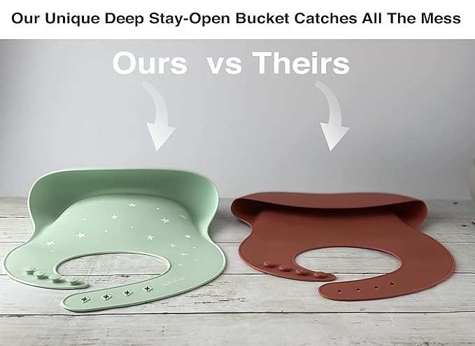 Otterlove Silicone Bib-100% Pure Platinum LFGB Baby Bibs 6-48 months-No Fillers-BPA and Phthalate Free (2 Bib Pack - Blue Elephants & Lemon Lime Otters)