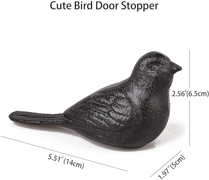 Door Stoppers Floor Decorative Door Stop, Antique Cast Iron Door Stops, Cute Bird Door Stopper Wedge Heavy Duty Doorstop to Keep Door Open, Rustic Dark Brown