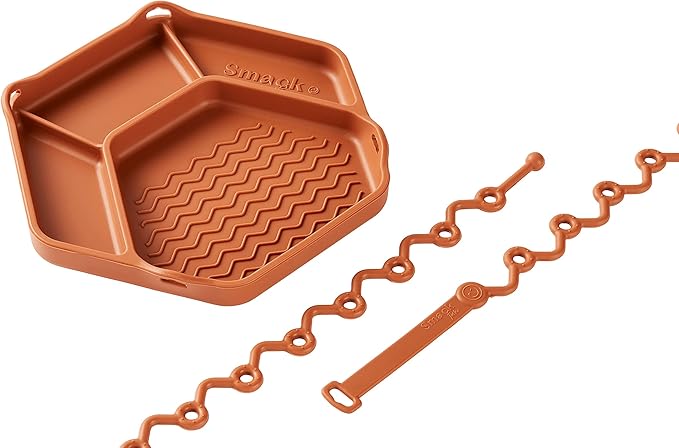 Smack Fun - The Original All-in-one Suction Plates + Safety Toy Straps - Silicone Suction Plates for Toddlers + Baby - First Foods + Self-Feeding. Comes with 2 Straps (Clay)