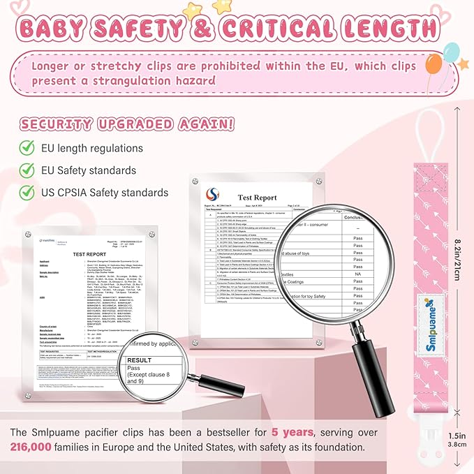 Smlpuame Pacifier Clip Girl,12 Pack Stylish Binky Clips Strap for Baby Girls,Paci Holder with Clip Lightweight Universal Fits Most Pacifiers Teether Toy Teething Ring Soothie,Baby Gifts