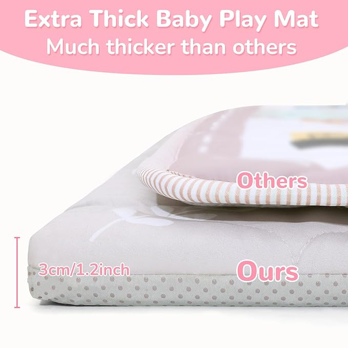 Baby Play Mat Toddler Playpen Mat 50 x 50 inch, Removable-Washable Cover,Extra Thick Foam Padding,Non-Slip Crawling Cushion for Infants, Toddlers & Babies Tummy Playing Time