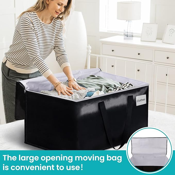 Extra Large Moving Boxes-Moving Bags with Zipper, Carrying Handles and Tag Pocket-Moving Supplies for Space Saving-Totes for Storage-for moving, Storage, Camping and Travel 93L-2 Pack