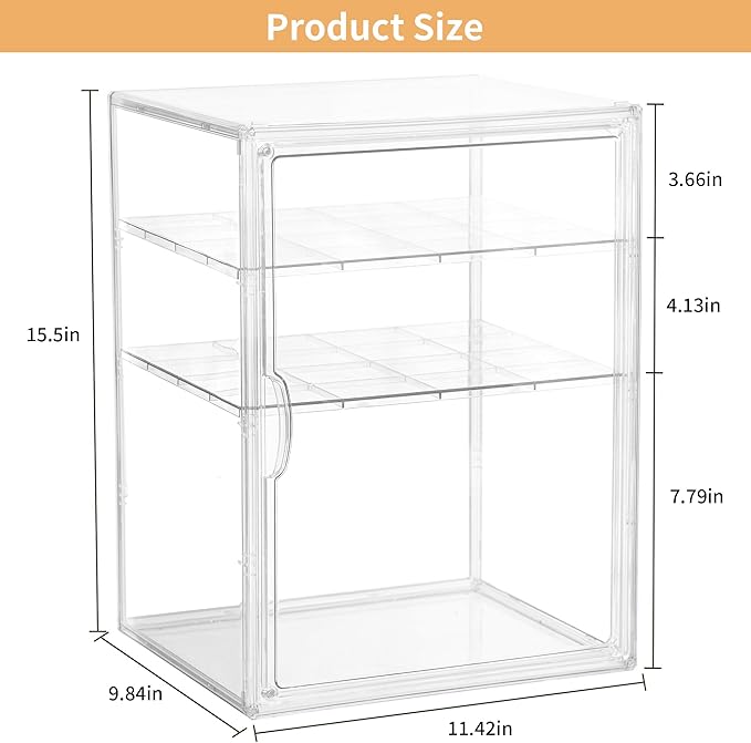 Lifelongpal Baby Bottle Organizer, 3-Tier Clear Bottle Station Organzier for Countertop Cabinet, Acrylic Storage Organizers Container with Magnetic Door for Bottles, Pacifiers, Pump Parts