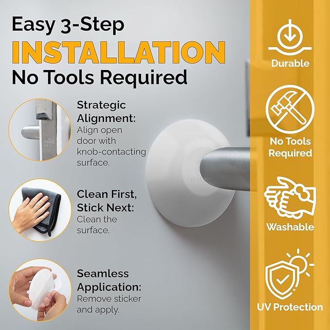 Ducki Door Wall Bumper Protector - Self Adhesive Stopping Shield Prevents Damage & Noise for Knob Handle, Refrigerators, Furniture Home or Office, Shock Absorbing, Discreet, Reusable - 8 Pack White