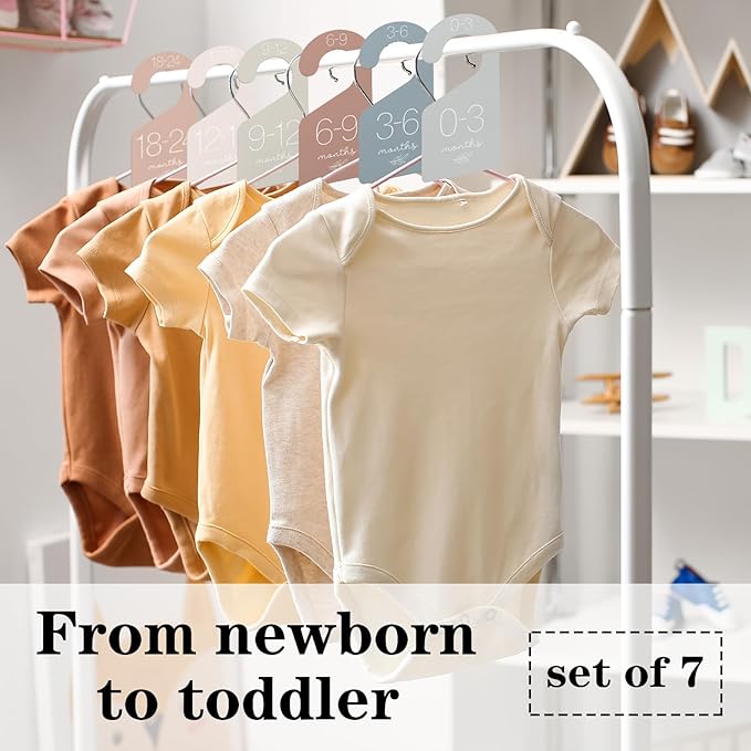 Whaline 7Pcs Baby Closet Size Dividers Boho Colors Acrylic Hanger Clothes Organizers Newborn to 24 Month Thicken Infant Wardrobe Separators For Home Nursery Baby Clothes