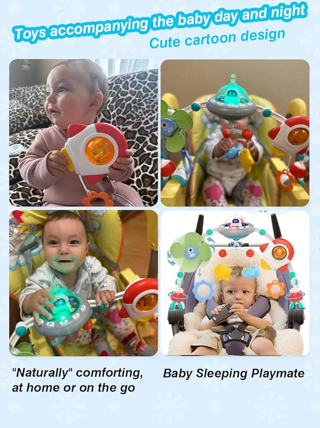 Pau1Hami1ton Baby Stroller Arch Toys, Car Seat Toys,Bouncer Toy Bar/Mobile for Bassinet,Adjustable Baby Hanging Toys Fit for Crib Bed,Stroller.S-19(Spacecraft)