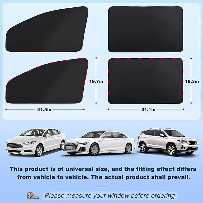 ZATOOTO Magnetic Car Window Shade 4 Pack, Car Shades for Side Windows for Sleeping Car Privacy Curtain UV Block Window Shade, Universal Size for Vehicle Sun Block Window Shade for Baby