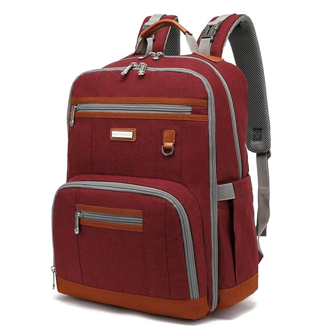 BILLITON MASHI Diaper Bag Backpack, Large Baby Nappy Bags with Portable Changing Pad for Boys and GirlsMultifunction Travel Baby Bag for Moms Dads, Shower Gifts Waterproof and Stylish，Red