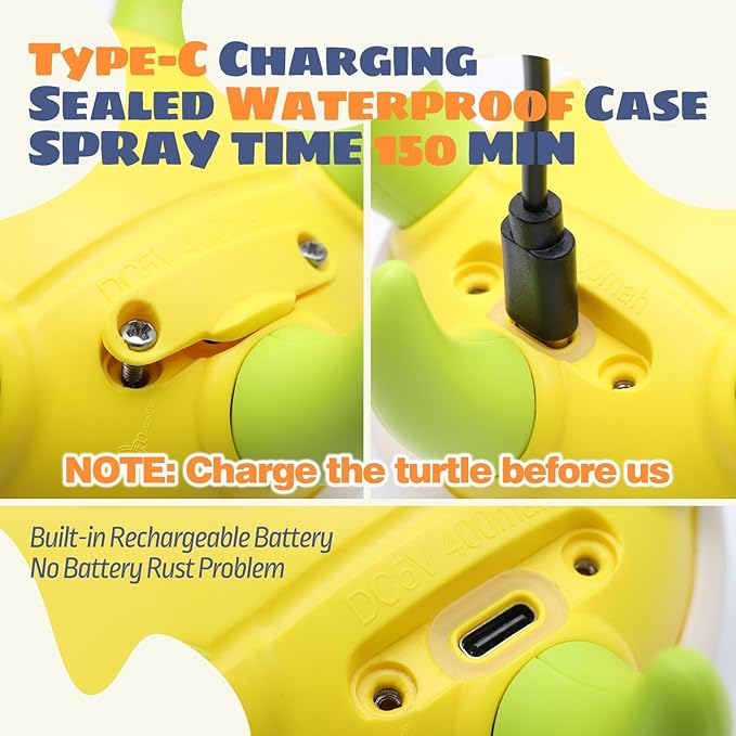 Sizobi Baby Bath Toys, Rechargeable Turtle Bath Toy Sprinkler for Toddler with 5 Rings, Bathtub Fountain Spray Toy,Pool Water Bath Toys for Kids Ages 1-3 Boys Easter Basket Stuffers Birthday Gifts