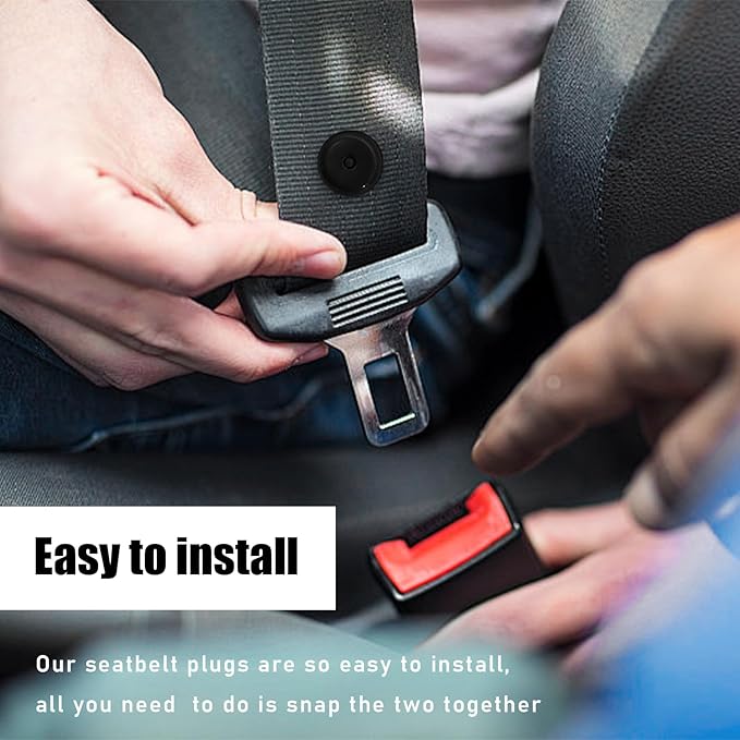 10 Sets Seat Belt Button Stop, Snap-On Plastic Seatbelt Stopper Clip Prevent Seat Belt Buckle from Sliding Down, No Welding Seat Belt Stop Kit, Universal Car Accessories (Black)
