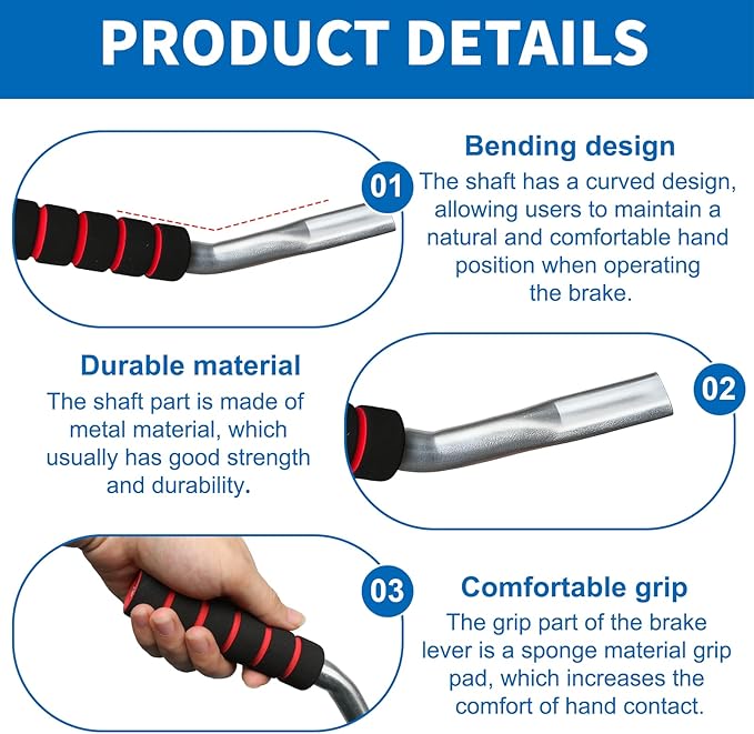 2Pcs Wheelchair Brake Extenders, Anti-Slip Soft Wheelchair Handle Extenders, Transport Chair Reclining Parts Chair Accessories for Elderly Disabled Handle Extension Wheel Chair Accessories (Silver)