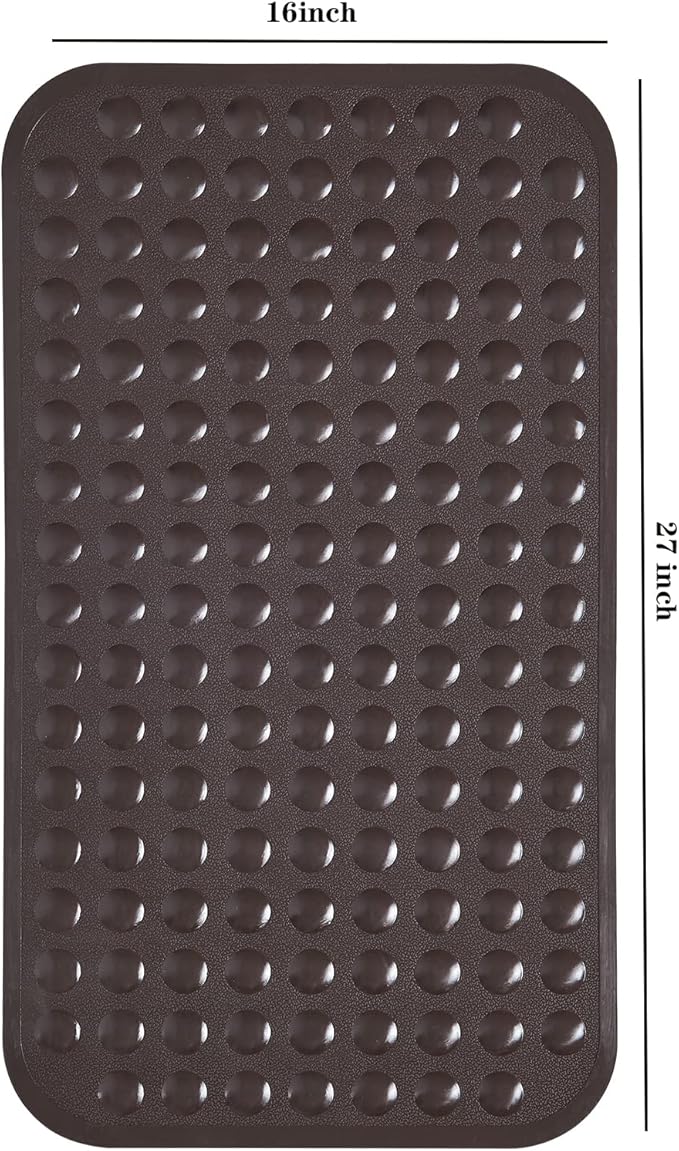 Yanzifly Bathtub Mat Non Slip Bath Mat for Tub Silicone Soft Bath Tub Mat Non Slip Shower Mats, Suction Cups Bath Tub Anti Slip Matt for Family Use, Machine Washable- Brown