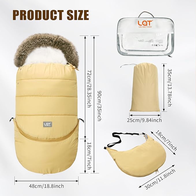 LAT Baby Warm Bunting Bag Universal,Extended and Removable,Stroller Sleeping Bag Cold Weather,Waterproof Toddler Footmuff