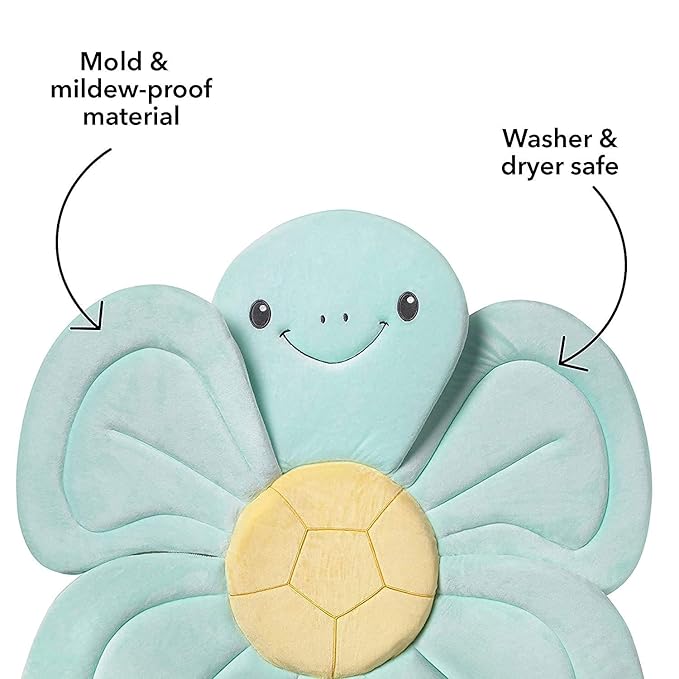 Nuby Turtle Baby Bath Cushion for Bathtub or Sink, Soft and Easy to Dry Fabric, 0-6 Months, Turquoise