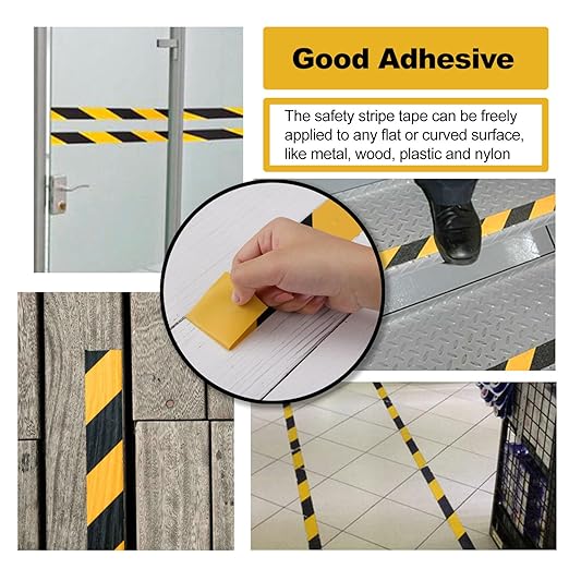 Hazard Warning Safety Stripe Tape Caution Tape Roll Waterproof Anti Slip Non-Abrasive Self-Adhesive Floor Marking Tape (2”x 36 Yards, Yellow-Black, 4)