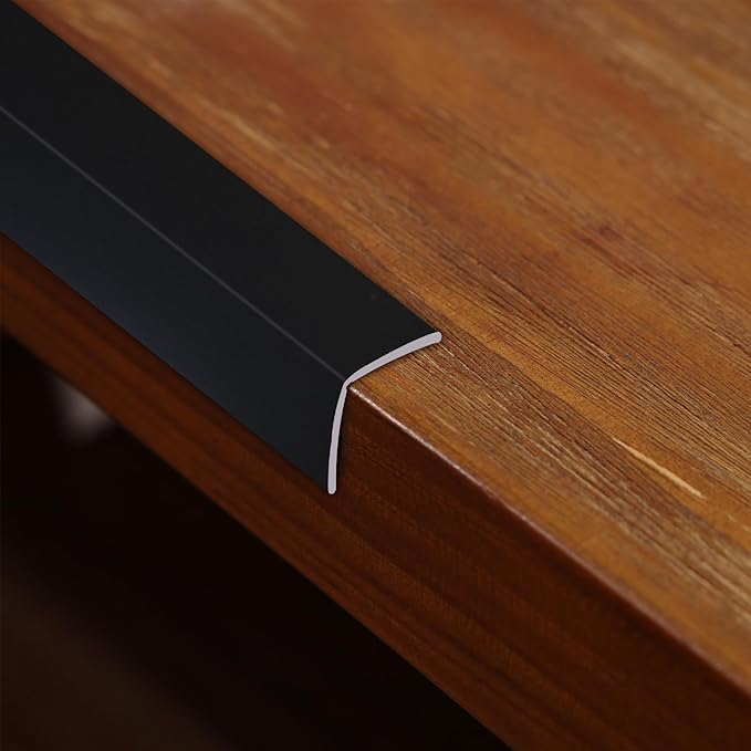 Coengwui L-Shaped Corner Guards, Peel and Stick Molding Trim for Furniture Edge Bumper, Table Door Frame Protection and Decoration (Matte Black, 16.4ft x 1.6in)
