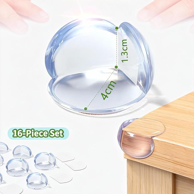Extra Large & Ultra-Safe Corner Protectors - Biggest Baby Proofing Edge Guards for Maximum Coverage, Super Strong Adhesive, Transparent Table Bumpers, Easy to Install, 16-Piece Child Safety Set